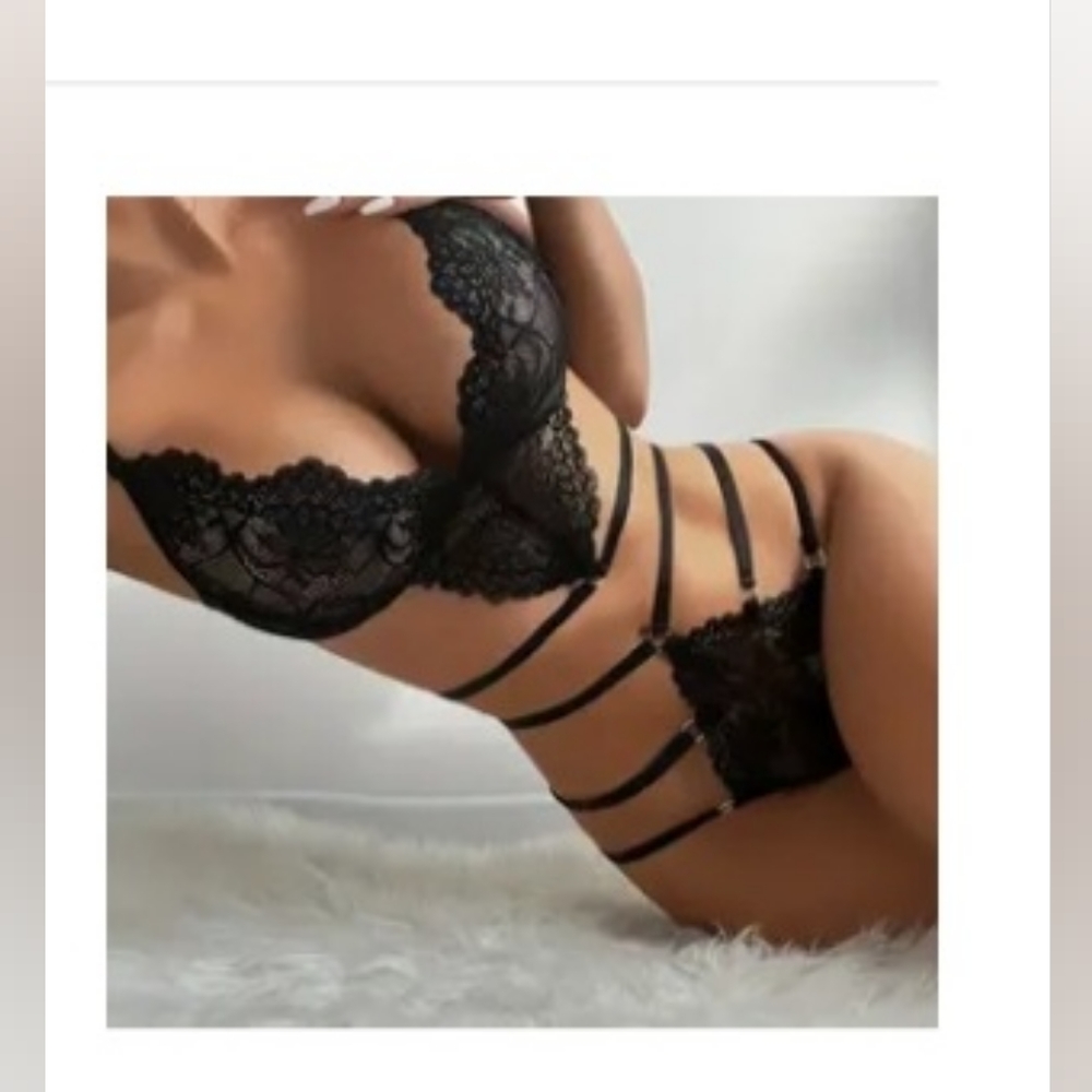 Sultry Floral Lace Lingerie Set - Mesh Plunge Bra And High Waist Panties…